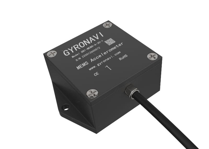 MEMS accelerometer with cable connector, part of the GYRONAVI product series