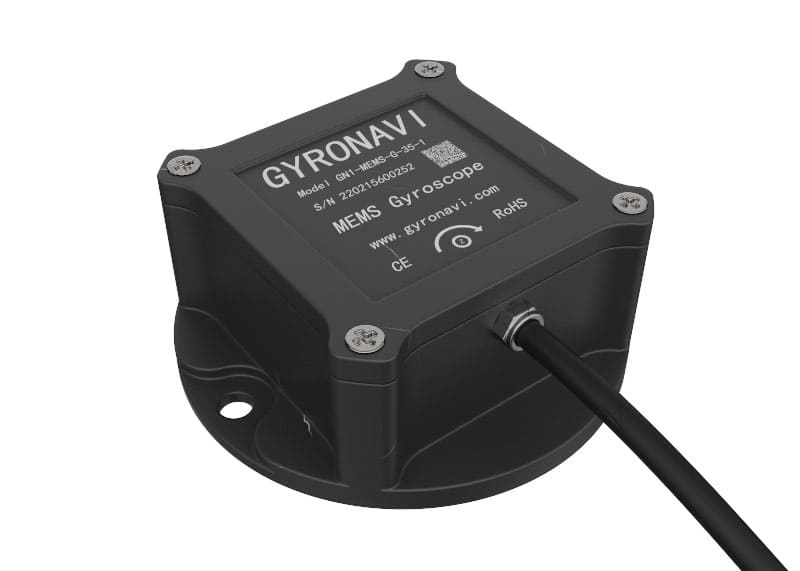 MEMS gyroscope with cable connector, part of the GYRONAVI product series, designed for high-precision applications